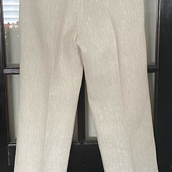 NWT. Banana Republic Beige Palma Straight Leg Linen Pants, Sz 8L - Picture 5 of 13